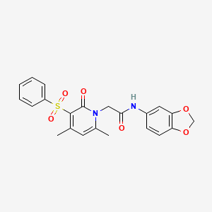 molecular formula C22H20N2O6S B3202744 N-(1,3-benzodioxol-5-yl)-2-[4,6-dimethyl-2-oxo-3-(phenylsulfonyl)pyridin-1(2H)-yl]acetamide CAS No. 1021215-76-8