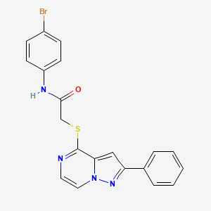 molecular formula C20H15BrN4OS B3202763 N-(4-bromophenyl)-2-[(2-phenylpyrazolo[1,5-a]pyrazin-4-yl)thio]acetamide CAS No. 1021216-17-0
