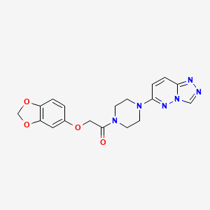 molecular formula C18H18N6O4 B3202792 1-(4-([1,2,4]Triazolo[4,3-b]pyridazin-6-yl)piperazin-1-yl)-2-(benzo[d][1,3]dioxol-5-yloxy)ethanone CAS No. 1021216-67-0