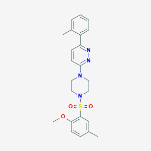 molecular formula C23H26N4O3S B3202829 3-(4-((2-Methoxy-5-methylphenyl)sulfonyl)piperazin-1-yl)-6-(o-tolyl)pyridazine CAS No. 1021218-95-0