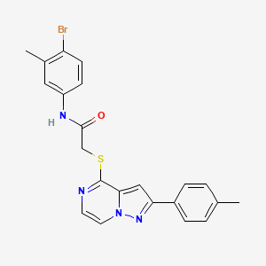 molecular formula C22H19BrN4OS B3202860 N-(4-bromo-3-methylphenyl)-2-{[2-(4-methylphenyl)pyrazolo[1,5-a]pyrazin-4-yl]thio}acetamide CAS No. 1021219-65-7