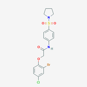 molecular formula C18H18BrClN2O4S B320287 2-(2-bromo-4-chlorophenoxy)-N-[4-(1-pyrrolidinylsulfonyl)phenyl]acetamide 