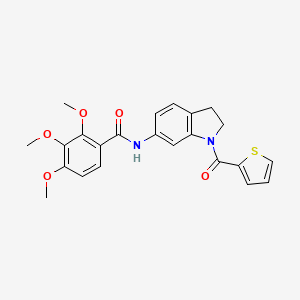 molecular formula C23H22N2O5S B3202886 2,3,4-trimethoxy-N-(1-(thiophene-2-carbonyl)indolin-6-yl)benzamide CAS No. 1021220-88-1