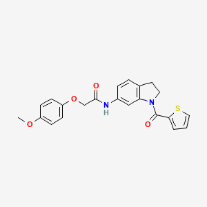 2-(4-methoxyphenoxy)-N-(1-(thiophene-2-carbonyl)indolin-6-yl)acetamide