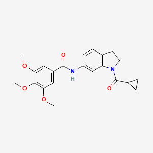 molecular formula C22H24N2O5 B3202936 N-(1-(cyclopropanecarbonyl)indolin-6-yl)-3,4,5-trimethoxybenzamide CAS No. 1021221-53-3