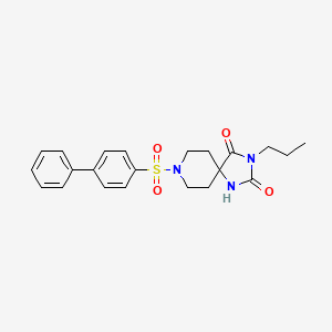 molecular formula C22H25N3O4S B3202963 8-([1,1'-Biphenyl]-4-ylsulfonyl)-3-propyl-1,3,8-triazaspiro[4.5]decane-2,4-dione CAS No. 1021222-98-9