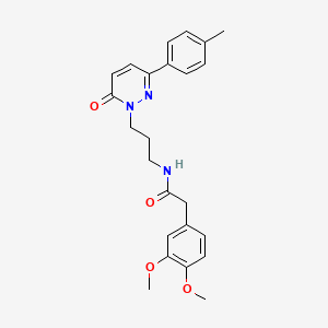 molecular formula C24H27N3O4 B3203002 2-(3,4-dimethoxyphenyl)-N-(3-(6-oxo-3-(p-tolyl)pyridazin-1(6H)-yl)propyl)acetamide CAS No. 1021224-74-7