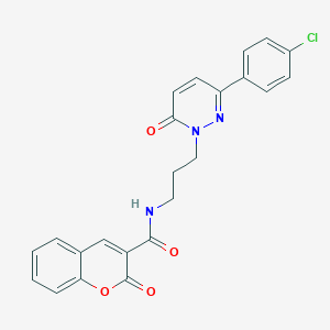 molecular formula C23H18ClN3O4 B3203006 N-(3-(3-(4-chlorophenyl)-6-oxopyridazin-1(6H)-yl)propyl)-2-oxo-2H-chromene-3-carboxamide CAS No. 1021224-92-9