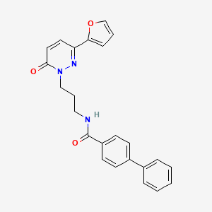 molecular formula C24H21N3O3 B3203014 N-(3-(3-(furan-2-yl)-6-oxopyridazin-1(6H)-yl)propyl)-[1,1'-biphenyl]-4-carboxamide CAS No. 1021225-51-3