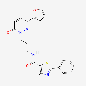 molecular formula C22H20N4O3S B3203019 N-(3-(3-(furan-2-yl)-6-oxopyridazin-1(6H)-yl)propyl)-4-methyl-2-phenylthiazole-5-carboxamide CAS No. 1021225-54-6