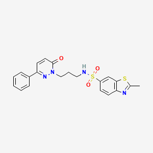 molecular formula C21H20N4O3S2 B3203026 2-methyl-N-(3-(6-oxo-3-phenylpyridazin-1(6H)-yl)propyl)benzo[d]thiazole-6-sulfonamide CAS No. 1021226-07-2