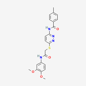 N-(6-((2-((3,4-dimethoxyphenyl)amino)-2-oxoethyl)thio)pyridazin-3-yl)-4-methylbenzamide