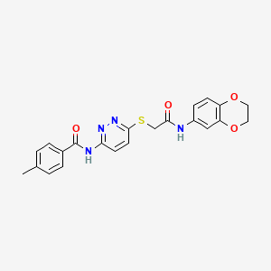 N-(6-((2-((2,3-dihydrobenzo[b][1,4]dioxin-6-yl)amino)-2-oxoethyl)thio)pyridazin-3-yl)-4-methylbenzamide