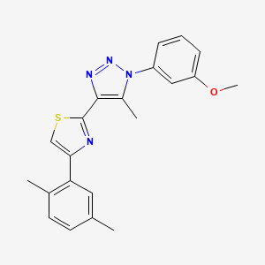 molecular formula C21H20N4OS B3203061 4-[4-(2,5-dimethylphenyl)-1,3-thiazol-2-yl]-1-(3-methoxyphenyl)-5-methyl-1H-1,2,3-triazole CAS No. 1021226-49-2