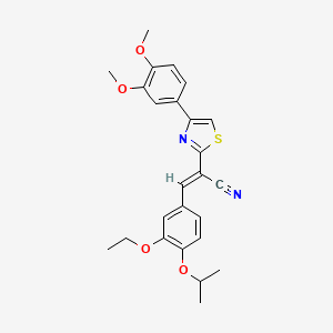 molecular formula C25H26N2O4S B3203123 (E)-2-(4-(3,4-dimethoxyphenyl)thiazol-2-yl)-3-(3-ethoxy-4-isopropoxyphenyl)acrylonitrile CAS No. 1021228-13-6