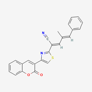 molecular formula C24H16N2O2S B3203134 (2E,4E)-4-methyl-2-(4-(2-oxo-2H-chromen-3-yl)thiazol-2-yl)-5-phenylpenta-2,4-dienenitrile CAS No. 1021228-30-7