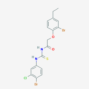 molecular formula C17H15Br2ClN2O2S B320316 N-[(4-bromo-3-chlorophenyl)carbamothioyl]-2-(2-bromo-4-ethylphenoxy)acetamide 
