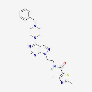 molecular formula C24H28N8OS B3203170 N-(2-(4-(4-benzylpiperazin-1-yl)-1H-pyrazolo[3,4-d]pyrimidin-1-yl)ethyl)-2,4-dimethylthiazole-5-carboxamide CAS No. 1021229-52-6