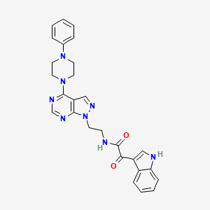 molecular formula C27H26N8O2 B3203177 2-(1H-indol-3-yl)-2-oxo-N-(2-(4-(4-phenylpiperazin-1-yl)-1H-pyrazolo[3,4-d]pyrimidin-1-yl)ethyl)acetamide CAS No. 1021229-70-8