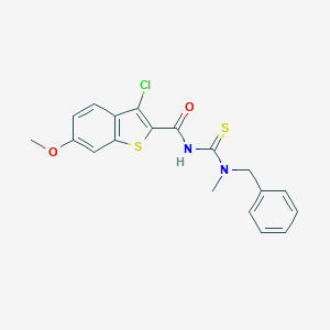 molecular formula C19H17ClN2O2S2 B320324 N-[benzyl(methyl)carbamothioyl]-3-chloro-6-methoxy-1-benzothiophene-2-carboxamide 