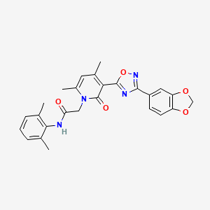 molecular formula C26H24N4O5 B3203256 2-(3-(3-(benzo[d][1,3]dioxol-5-yl)-1,2,4-oxadiazol-5-yl)-4,6-dimethyl-2-oxopyridin-1(2H)-yl)-N-(2,6-dimethylphenyl)acetamide CAS No. 1021251-06-8