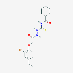 molecular formula C18H24BrN3O3S B320326 N-({2-[(2-bromo-4-ethylphenoxy)acetyl]hydrazino}carbothioyl)cyclohexanecarboxamide 