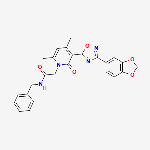 2-(3-(3-(benzo[d][1,3]dioxol-5-yl)-1,2,4-oxadiazol-5-yl)-4,6-dimethyl-2-oxopyridin-1(2H)-yl)-N-benzylacetamide