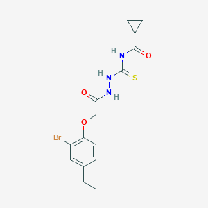 molecular formula C15H18BrN3O3S B320327 N-({2-[(2-bromo-4-ethylphenoxy)acetyl]hydrazino}carbothioyl)cyclopropanecarboxamide 