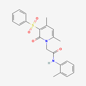 molecular formula C22H22N2O4S B3203279 2-[4,6-dimethyl-2-oxo-3-(phenylsulfonyl)pyridin-1(2H)-yl]-N-(2-methylphenyl)acetamide CAS No. 1021251-76-2
