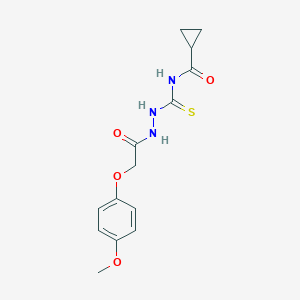 molecular formula C14H17N3O4S B320329 N-({2-[(4-methoxyphenoxy)acetyl]hydrazino}carbothioyl)cyclopropanecarboxamide 