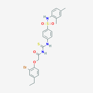 molecular formula C25H26BrN3O4S2 B320331 2-(2-bromo-4-ethylphenoxy)-N-({4-[(2,4-dimethylphenyl)sulfamoyl]phenyl}carbamothioyl)acetamide 