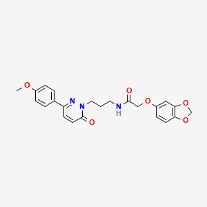 molecular formula C23H23N3O6 B3203333 2-(benzo[d][1,3]dioxol-5-yloxy)-N-(3-(3-(4-methoxyphenyl)-6-oxopyridazin-1(6H)-yl)propyl)acetamide CAS No. 1021253-93-9