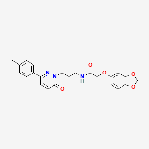 molecular formula C23H23N3O5 B3203347 2-(benzo[d][1,3]dioxol-5-yloxy)-N-(3-(6-oxo-3-(p-tolyl)pyridazin-1(6H)-yl)propyl)acetamide CAS No. 1021254-00-1