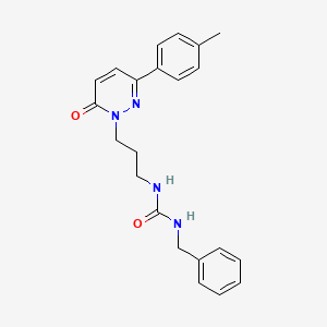 molecular formula C22H24N4O2 B3203355 1-benzyl-3-(3-(6-oxo-3-(p-tolyl)pyridazin-1(6H)-yl)propyl)urea CAS No. 1021254-04-5