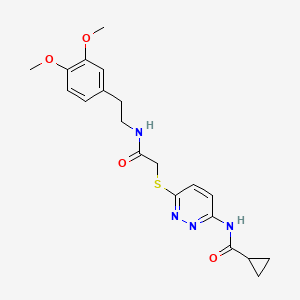 molecular formula C20H24N4O4S B3203379 N-(6-((2-((3,4-dimethoxyphenethyl)amino)-2-oxoethyl)thio)pyridazin-3-yl)cyclopropanecarboxamide CAS No. 1021254-64-7