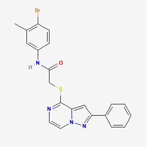 molecular formula C21H17BrN4OS B3203385 N-(4-bromo-3-methylphenyl)-2-[(2-phenylpyrazolo[1,5-a]pyrazin-4-yl)thio]acetamide CAS No. 1021254-75-0