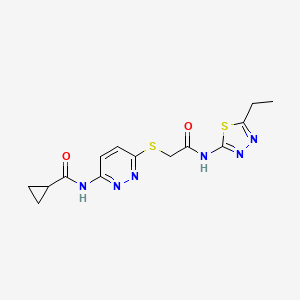 molecular formula C14H16N6O2S2 B3203394 N-(6-((2-((5-ethyl-1,3,4-thiadiazol-2-yl)amino)-2-oxoethyl)thio)pyridazin-3-yl)cyclopropanecarboxamide CAS No. 1021254-83-0