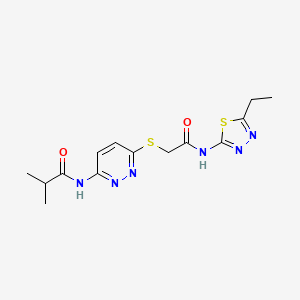 molecular formula C14H18N6O2S2 B3203418 N-(6-((2-((5-ethyl-1,3,4-thiadiazol-2-yl)amino)-2-oxoethyl)thio)pyridazin-3-yl)isobutyramide CAS No. 1021255-91-3