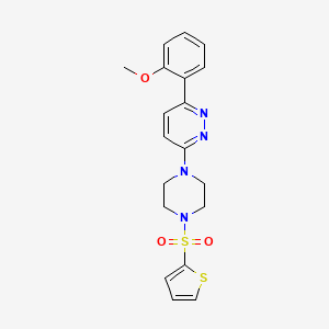 molecular formula C19H20N4O3S2 B3203452 3-(2-Methoxyphenyl)-6-(4-(thiophen-2-ylsulfonyl)piperazin-1-yl)pyridazine CAS No. 1021257-43-1