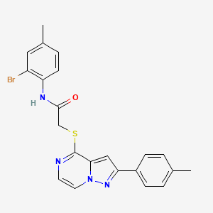 molecular formula C22H19BrN4OS B3203454 N-(2-bromo-4-methylphenyl)-2-{[2-(4-methylphenyl)pyrazolo[1,5-a]pyrazin-4-yl]thio}acetamide CAS No. 1021257-50-0