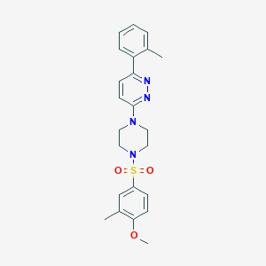 molecular formula C23H26N4O3S B3203459 3-(4-((4-Methoxy-3-methylphenyl)sulfonyl)piperazin-1-yl)-6-(o-tolyl)pyridazine CAS No. 1021257-57-7