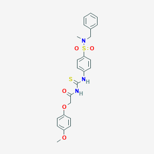 molecular formula C24H25N3O5S2 B320346 N-({4-[benzyl(methyl)sulfamoyl]phenyl}carbamothioyl)-2-(4-methoxyphenoxy)acetamide 