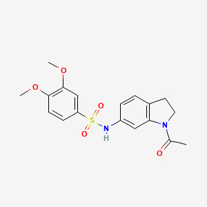 molecular formula C18H20N2O5S B3203480 N-(1-acetylindolin-6-yl)-3,4-dimethoxybenzenesulfonamide CAS No. 1021259-07-3