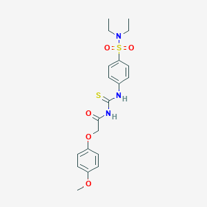 molecular formula C20H25N3O5S2 B320349 N-{[4-(diethylsulfamoyl)phenyl]carbamothioyl}-2-(4-methoxyphenoxy)acetamide 