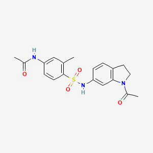 molecular formula C19H21N3O4S B3203497 N-(4-(N-(1-acetylindolin-6-yl)sulfamoyl)-3-methylphenyl)acetamide CAS No. 1021259-22-2
