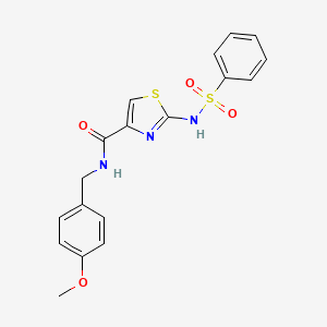 molecular formula C18H17N3O4S2 B3203501 N-(4-methoxybenzyl)-2-(phenylsulfonamido)thiazole-4-carboxamide CAS No. 1021259-45-9