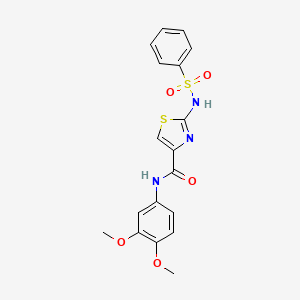 molecular formula C18H17N3O5S2 B3203515 N-(3,4-dimethoxyphenyl)-2-(phenylsulfonamido)thiazole-4-carboxamide CAS No. 1021259-63-1