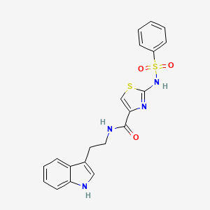 molecular formula C20H18N4O3S2 B3203525 N-(2-(1H-indol-3-yl)ethyl)-2-(phenylsulfonamido)thiazole-4-carboxamide CAS No. 1021259-80-2