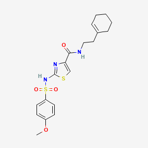 molecular formula C19H23N3O4S2 B3203529 N-(2-(cyclohex-1-en-1-yl)ethyl)-2-(4-methoxyphenylsulfonamido)thiazole-4-carboxamide CAS No. 1021259-88-0