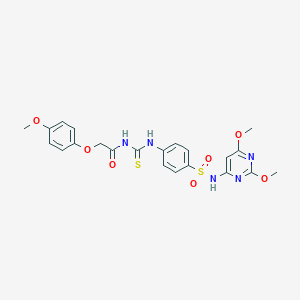 molecular formula C22H23N5O7S2 B320353 N-(2,6-dimethoxy-4-pyrimidinyl)-4-[({[(4-methoxyphenoxy)acetyl]amino}carbothioyl)amino]benzenesulfonamide 